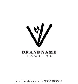 bamboo cartoon logo design template icon black modern graphic illustration
