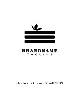 modelo de diseño de logotipo de dibujos animados de bambú referencia cultural ilustración vectorial moderna de color negro