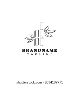 icono de la plantilla de diseño del logotipo de dibujos animados de bambú vector moderno negro