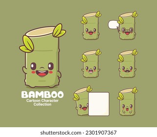 bamboo cartoon. vector illustration with different expressions