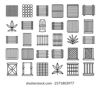 Bamboo Chair Line Art 50 Icon Set Concepts