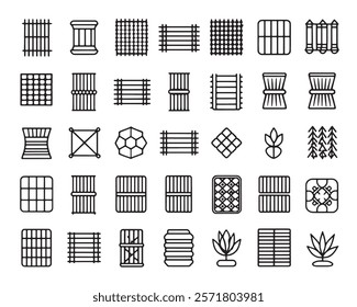 Bamboo Chair Line Art 50 Icon Set Concepts