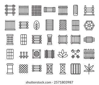 Bamboo Chair Line Art 50 Icon Set Concepts