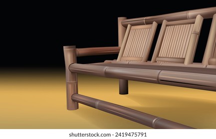 bamboo chair lounge vector illustration with dark gradient background.