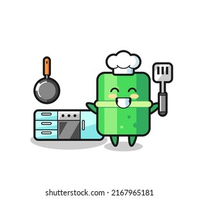 bamboo character illustration as a chef is cooking , cute style design for t shirt, sticker, logo element