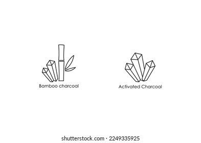 bamboo charcoal, active carbon icon set vector illustration 