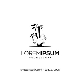 bamboo chicken logo design silhouette
