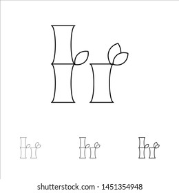 Bamboo, China, Chinese Bold and thin black line icon set