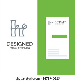 Bamboo, China, Chinese Grey Logo Design and Business Card Template