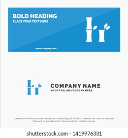 Bamboo, China, Chinese SOlid Icon Website Banner and Business Logo Template