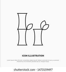 Bamboo, China, Chinese Vector Line Icon