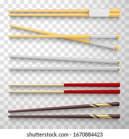 Bamboo chinese chopsticks set for asian traditional food. Restaurant utensil to experience and enjoy tasty Chinese cuisine. Vector illustration