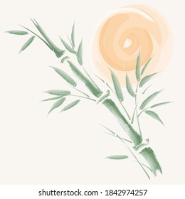 Bamboo chinese painting style vector