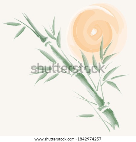 Bamboo chinese painting style vector