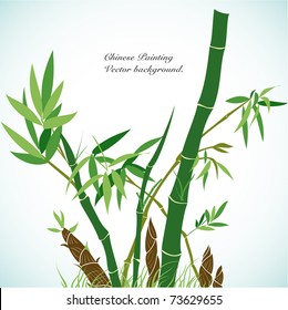 Bamboo - Chinese Painting Vector Background.