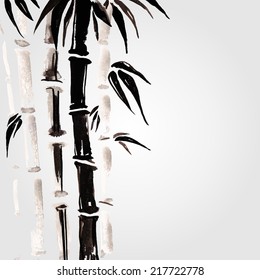 Bamboo in Chinese style. Vector hand drawn illustration.