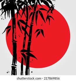 Bamboo in Chinese style. Vector hand drawn illustration.
