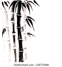 Bamboo in Chinese style. Vector hand drawn illustration.