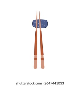desenho animado de descanso de bambu chopstick. madeira de porcelana, decoração de metal, sushi de cozinha bambu chopstick rest sign.