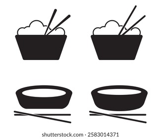 Bamboo chopsticks icons set. Outline set of bamboo chopsticks vector icons for web design isolated on white background