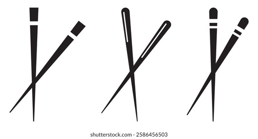 Bamboo chopsticks icons set. Outline set of bamboo chopsticks vector icons for web design isolated on white background