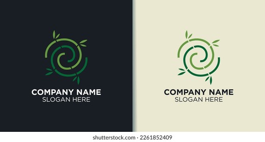 vector de logotipo de círculo de bambú, inspiración de logotipo de la naturaleza