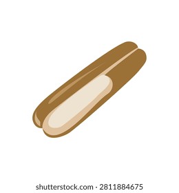 Bamboo Clam Flat Vector Illustration Isolated on White Background, Simple Seafood Shell Icon