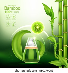 Bamboo Collagen Serum and Vitamin Background for Skin Care Cosmetic Products.