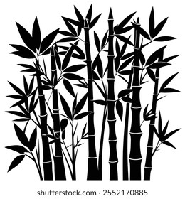 A Bamboo Color And Silhouette Vector