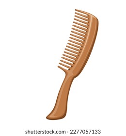 Bamboo comb vector illustration. Cartoon isolated zero waste reusable wooden comb to care hair beauty, brown organic combing tool with teeth and ecological styling accessory for barbershop and home