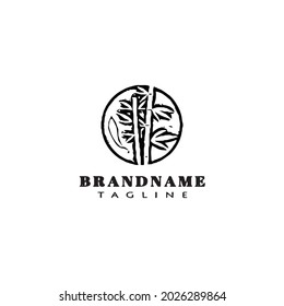 bamboo cute logo design template icon black modern vector illustration