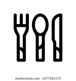 Bamboo cutlery. Editable stroke vector icon.