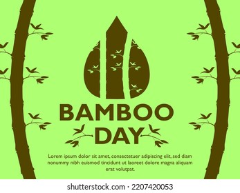 Bamboo Day Banner in Green Background and Brown Silhouette. Suit to Social Media Post 