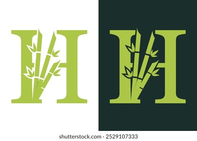 Diseño de bambú con un concepto creativo de la combinación letra H