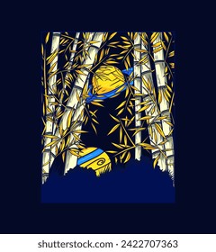 Bambus-Design-Vektorgrafik für T-Shirt-Prints