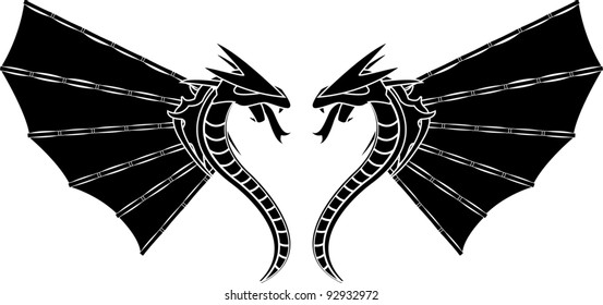 bamboo dragons. vector illustration for design