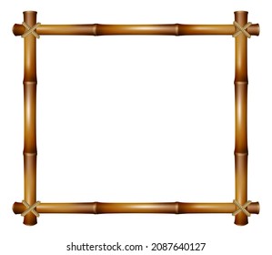 Bamboo dry stick frame. Decorative rectangle border