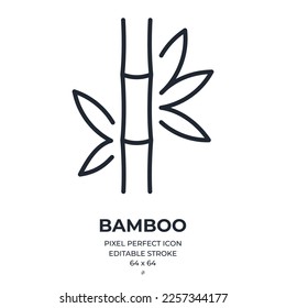 Bamboo editable stroke outline icon isolated on white background flat vector illustration. Pixel perfect. 64 x 64.
