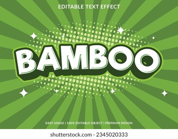 plantilla de efecto de texto editable de bambú para el logotipo de estilo de letra	