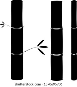 bamboo element black silhouette vectore black and white