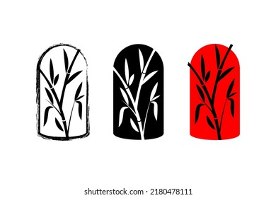 Bamboo emblem collection. Vector isolated decoration elements, labels, icons and signs.