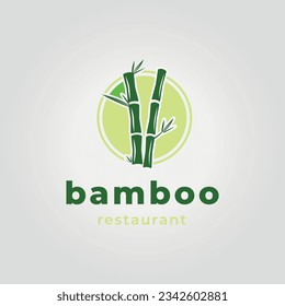 Bamboo With Emblem Logo Icon Design, Illustration of Minimalist Bamboo
