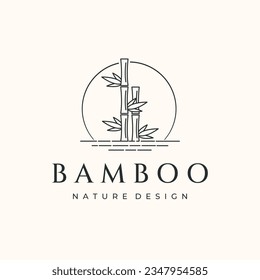 bamboo evergreen line art logo vector minimalist illustration design, bamboo nature tree symbol design
