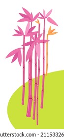 Bamboo exotic tropical forest plant. Flora on planet. Cartoon vector illustration.