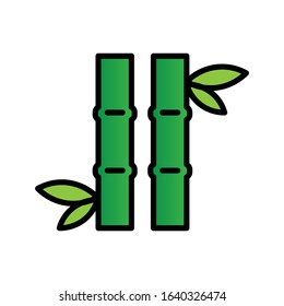 Bamboo with filled line icon vector 