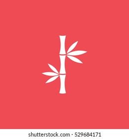 Bamboo Flat Icon On Red Background