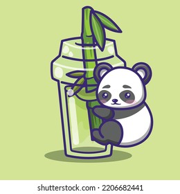 a bamboo flavored juice drink object with a cute panda
