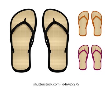 Bamboo Flip flop set. Isolated vector design. 