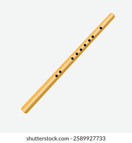 Bamboo flute icon, wind musical instrument, vector illustration on a white background