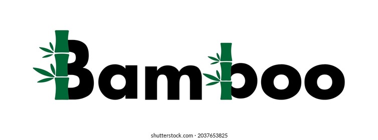 Bamboo Font Icon. Bamboo Text Design. English Vector Logo.Letter b bamboo logo template illustration. Suitable for your business. green bamboo stems and leaves

